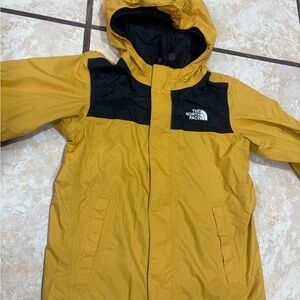 The North Face Kids Mustard and Black Raincoat